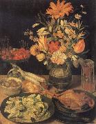 Still Life with Flowers and Food Georg Flegel